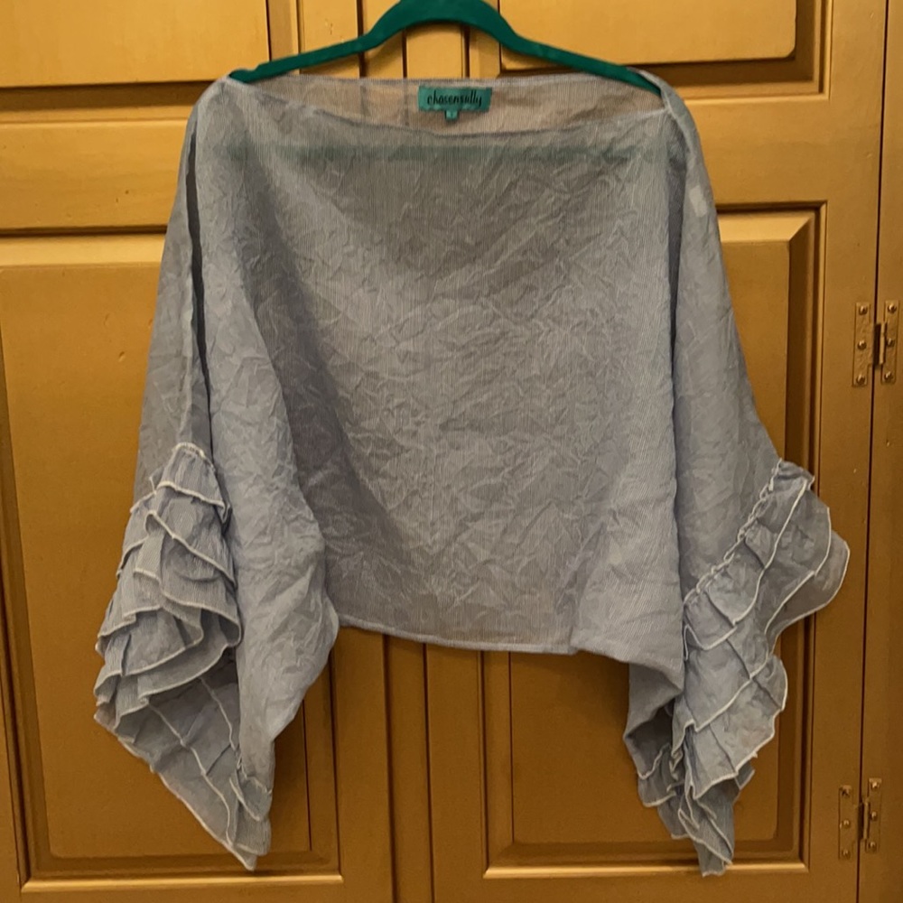Chasensully Searsucker Stripe Fiesta Ruffle Shirt - Picture 2 of 4